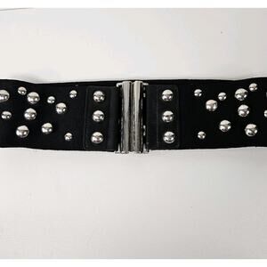 Fashionable Wide Black Women's Cinch Belt with Studded Design One Size Fits Most